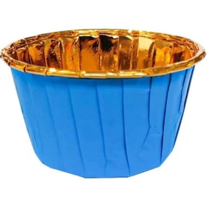 MUFFİN KEK KAPSÜLÜ (MAVİ-GOLD)