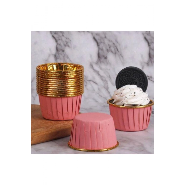 MUFFİN KEK KAPSÜLÜ (PEMBE-GOLD)