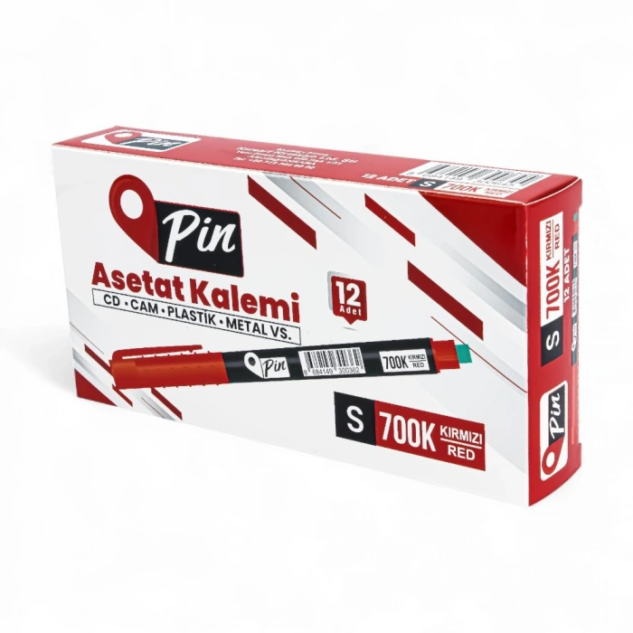 PİN ASETAT KALEMİ SİLGİLİ S UÇ 700 KIRMIZI