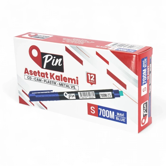 PİN ASETAT KALEMİ SİLGİLİ S UÇ 700 MAVİ