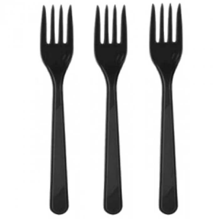 Plastik Çatal Siyah 100 lü Paket