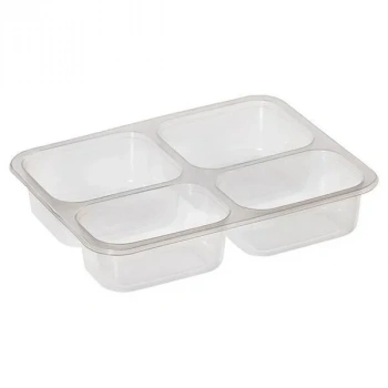 DÖRT GÖZLÜ FİLM YAPIŞTIRMALI ŞEFFAF GIDA KABI