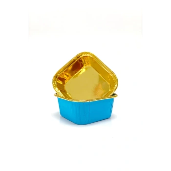 MUFFİN KEK KAPSÜLÜ KARE (MAVİ-GOLD)
