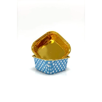 MUFFİN KEK KAPSÜLÜ KARE (PÖTİKARE MAVİ-GOLD)