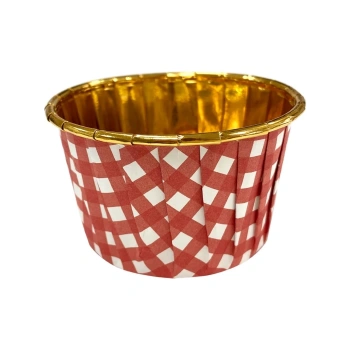 MUFFİN KEK KAPSÜLÜ (KIRMIZI PÖTİKARE DESENLİ-GOLD)