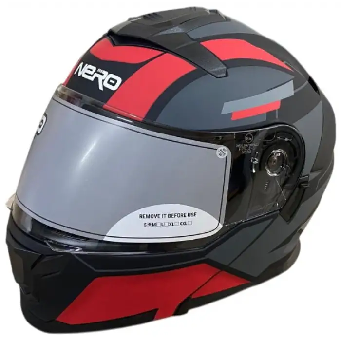 NERO ÇENE AÇILIR KASK 912 MAT SİYAH-KIRMIZI A4 MAT SİYAH - KIRMIZI