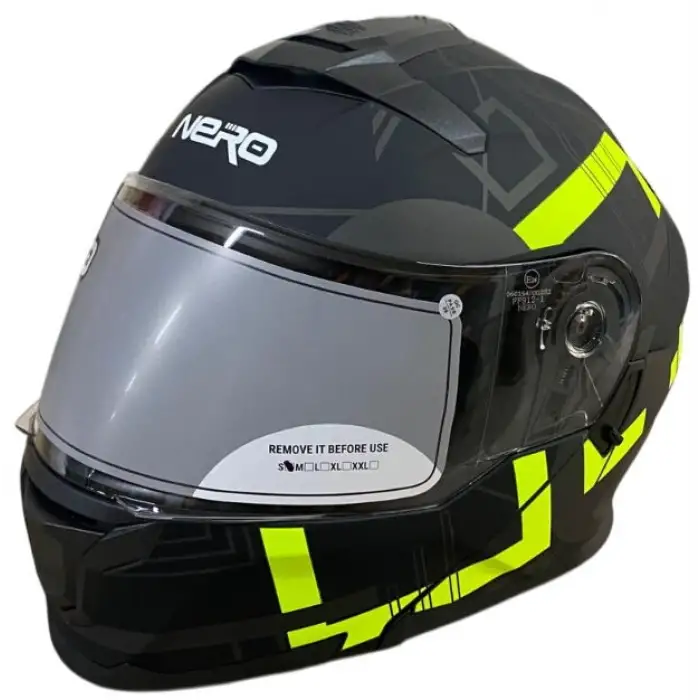 NERO ÇENE AÇILIR KASK 912 MAT SİYAH - SARI A3 MAT SİYAH - NEON SARI