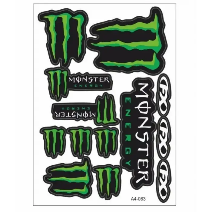 A4 STİCKER TEK PAKET ÇOKLU MONSTER YEŞİL