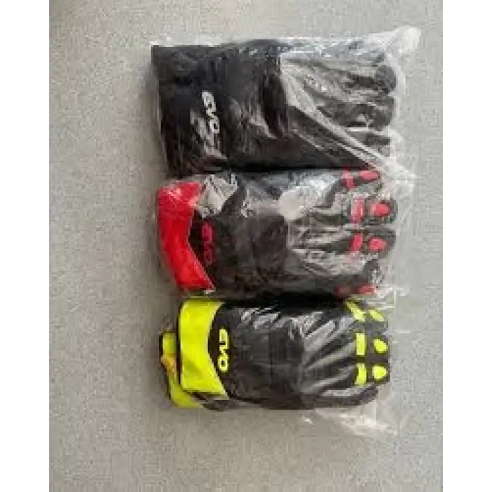 EVO DERİ MOTOSİKLET ELDİVEN KORUMALI SİYAH / KIRMIZI/SARI