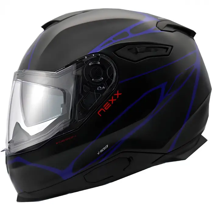 NEXX Y.100 B-SIDE KASK MAT SİYAH - NAVY MAVİ