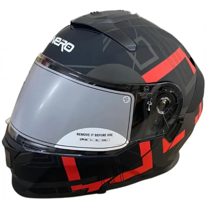 NERO ÇENE AÇILIR KASK 912 MAT SİYAH - KIRMIZI A3 MAT SİYAH - KIRMIZI