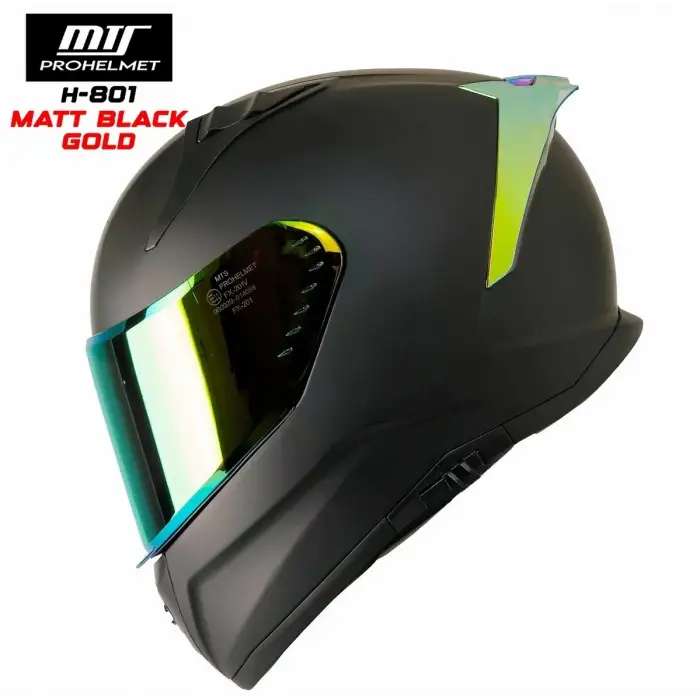 MTS 810 FULL FACE MAT SİYAH - GOLD KASK