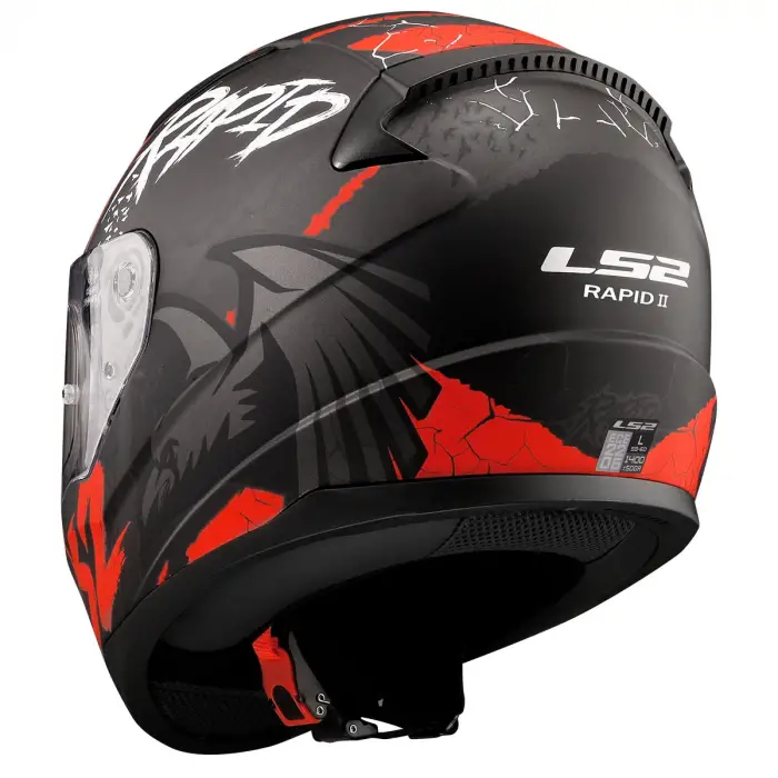 LS2 RAPID 2 RAVEN KASK MAT SİYAH  - KIRMIZI - BEYAZ