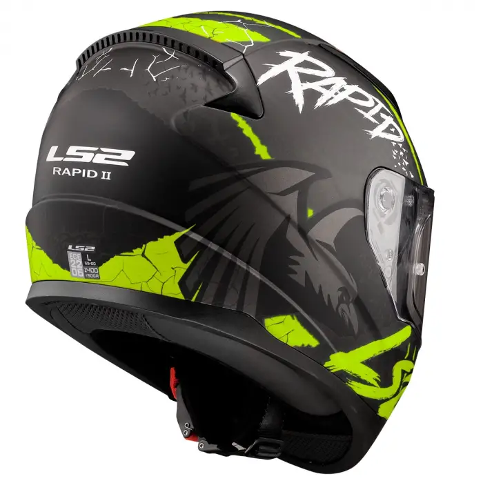 LS2 RAPID 2 RAVEN KASK MAT SİYAH - GRİ - NEON SARI