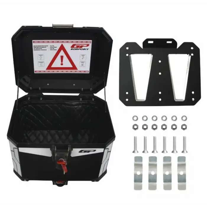 GP KOMPOZİT UNİVERSAL 37 LT ALÜMİNYUM SİYAH MOTOSİKLET ÇANTASI