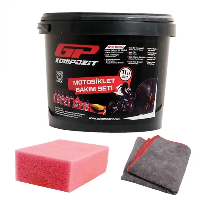 GP KOMPOZİT 11 PARÇA MOTOSİKLET BAKIM VE TEMİZLİK SETİ