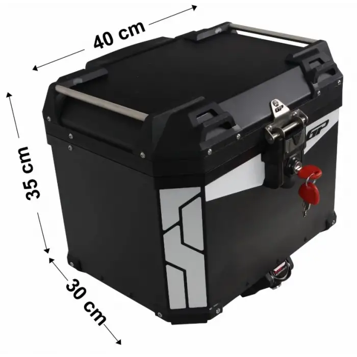 GP KOMPOZİT UNİVERSAL 37 LT ALÜMİNYUM SİYAH MOTOSİKLET ÇANTASI