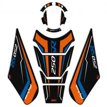GP KOMPOZİT CF MOTO 250 SR 2020 -2024 UYUMLU TANKPAD SETİ TURUNCU - MAVİ