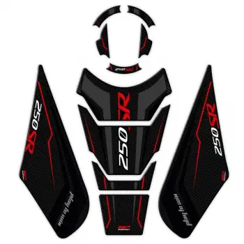 GP KOMPOZİT CF MOTO 250 SR 2020 -2024 UYUMLU TANKPAD SETİ SİYAH - KIRMIZI