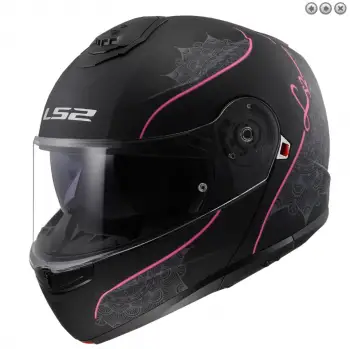 LS2 STROBE 2 KASK MAT SİYAH - PEMBE