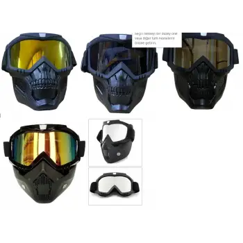 JET KASK MASKESİ (KURU KAFA AYNALI SARI ŞEFAF)