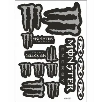 A4 STİCKER TEK PAKET ÇOKLU MONSTER SİYAH