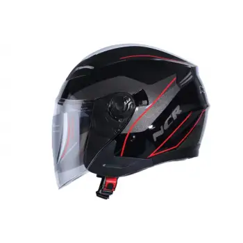 KASK ÇENESİZ VİZÖRLÜ NCR 708 ECE BELGELİ PARLAK SİYAH KIRMIZI GRAFİK