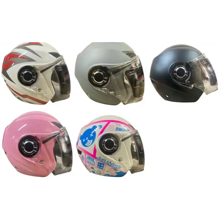 KASK ÇENESİZ YAZLIK (MAT SİYAH-BEYAZ AYICIKLI-KIRMIZI BEYAZ-GRİ-PEMBE- SRC KASK