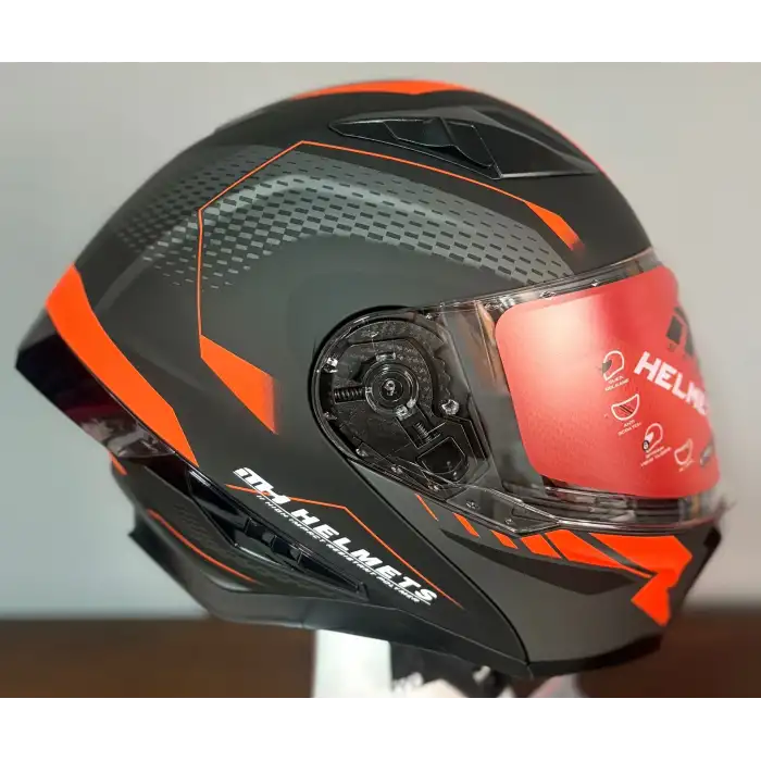 MH ÇENE AÇILIR KASK MAT SİYAH TURUNCU TURKUAZ