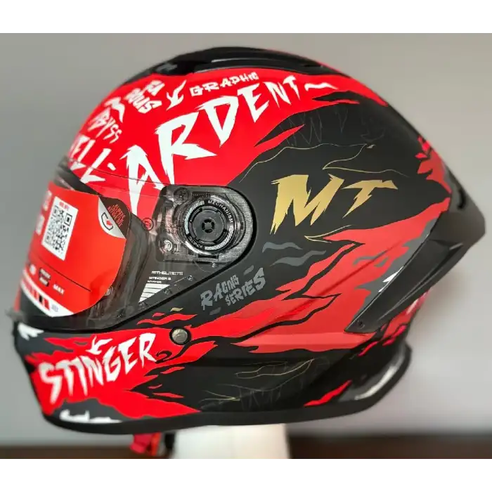 MT STINGER 2  FF - 126 ARDENT B5 MATT KAPALI KASK MAT SİYAH - KIRMIZI