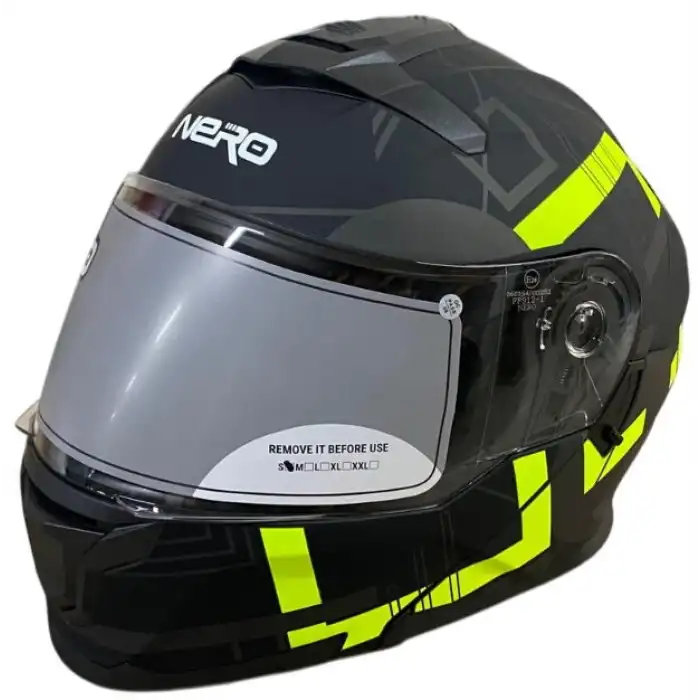 NERO ÇENE AÇILIR KASK 912 MAT SİYAH - SARI A3 MAT SİYAH - NEON SARI