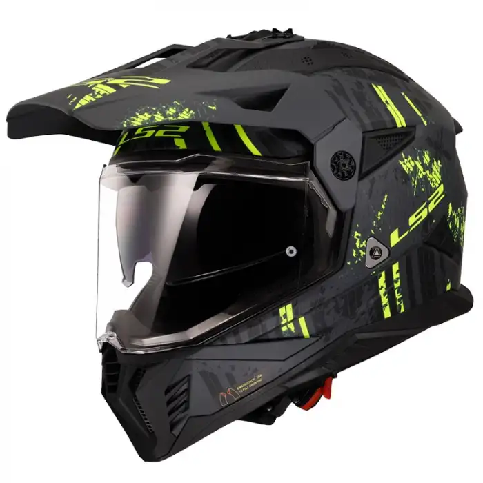 LS2 PIONEER 2 CRAZY MAT SİYAH-GRİ-NEON SARI KASK