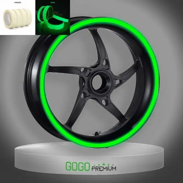 GECE YANAN DOĞAL RENK FOSFORLU 7cm x 7 m LÜKS 1 SET JANT ŞERİDİ