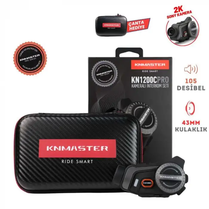 KNMASTER KN1200C PRO KAMERALI MOTORSİKLET BLUETOOTH İNTERCOM KULAKLIK SETİ