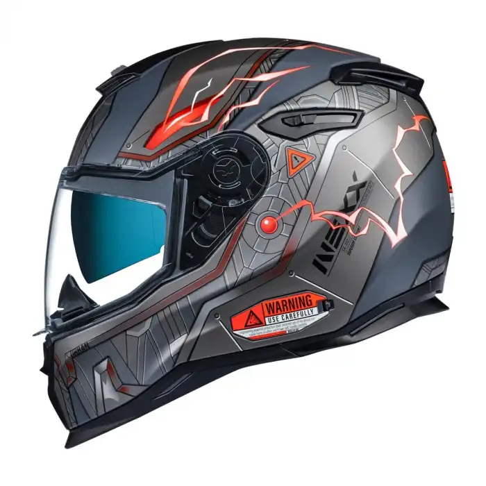 NEXX SX.100 GIGABOT KASK MAT GRİ - KIRMIZI