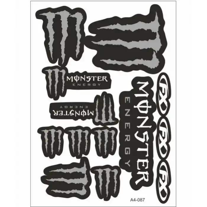 A4 STİCKER TEK PAKET ÇOKLU MONSTER SİYAH