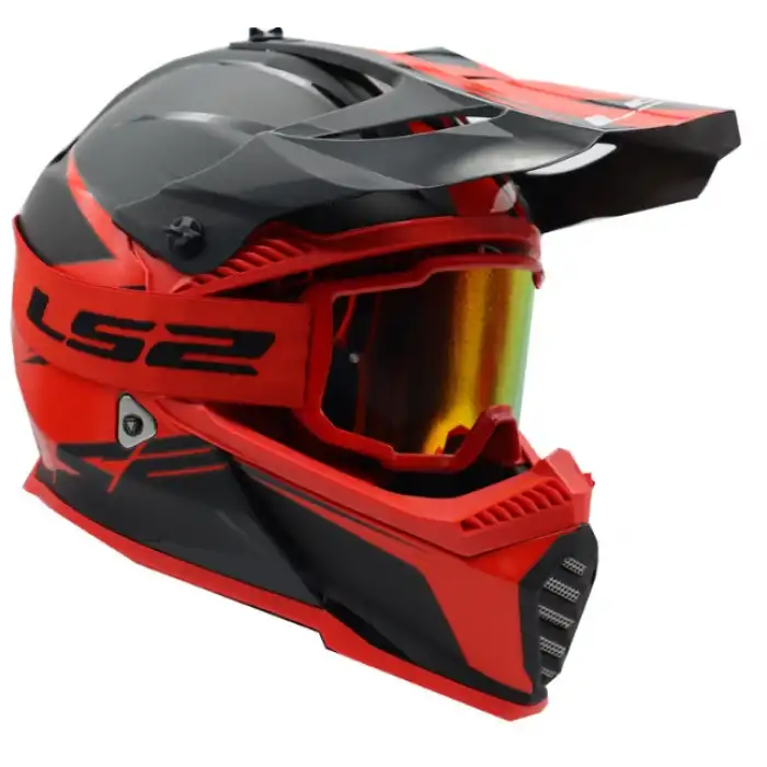 LS2 CHARGER GOGGLES MOTOKROS GÖZLÜK (IRIDIUM CAMLI) KIRMIZI