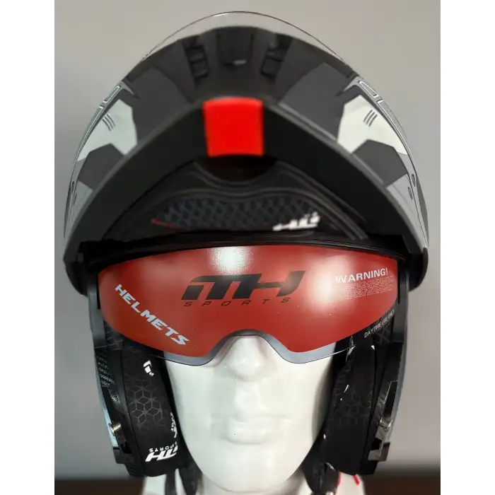 MH ÇENE AÇILIR KASK MAT GRİ BEYAZ