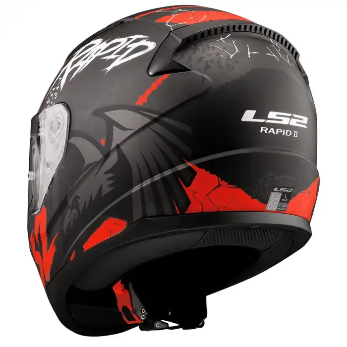LS2 RAPID 2 RAVEN KASK MAT SİYAH  - KIRMIZI - BEYAZ