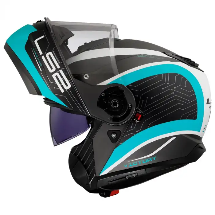 LS2 STROBE 2 VICTORY MAT TITANIUM-BEYAZ-METAL MAVİ KASK MAT TITANIUM - BEYAZ / METAL MAVİ