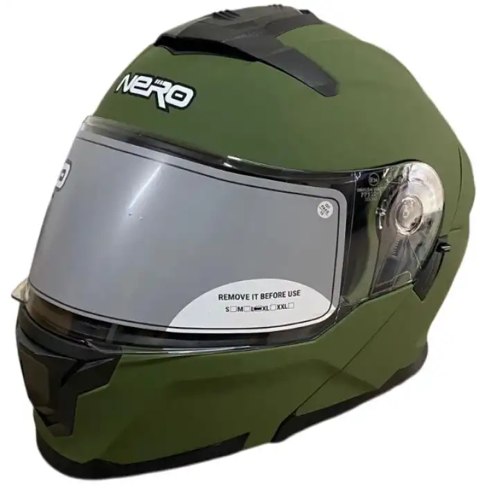 NERO ÇENE AÇILIR KASK 912 MAT YEŞİL MAT YEŞİL