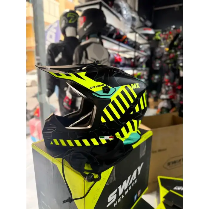 SWAY SW 618 ALERT BLACK GREEN ÇOCUK CROSS KASKI