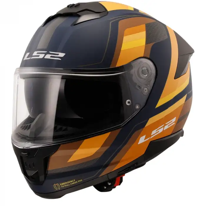 LS2 STREAM 2 VINTAGE MAT NAVY MAVİ-TURUNCU-KAHVERENGİ KASK MAVİ-TURUNCU-KAHVERENGİ