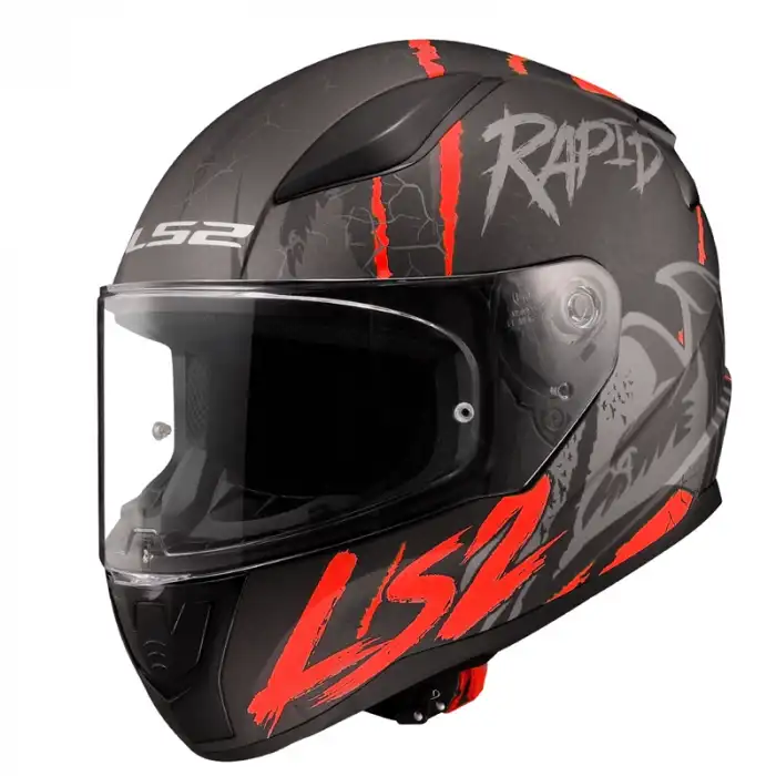 LS2 RAPID 2 RAVEN KASK MAT SİYAH - KIRMIZI