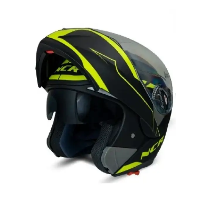 MOTOR KASK ÇENE AÇILIR GÖZLÜKLÜ NCR - 158 - SARI GRAFİK SARI
