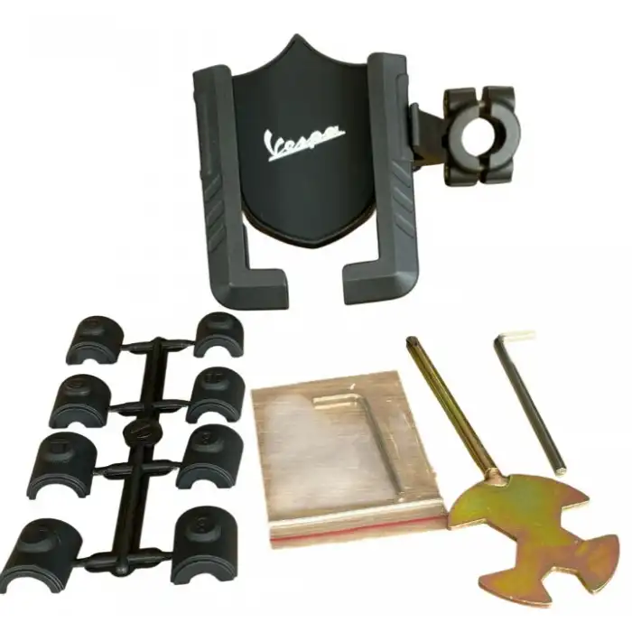 VESPA - AYNA KOLU BAĞLANTILI TELEFON TUTUCU YANDAN KİTLEMELİ (TİTREŞİM MODÜLLÜ)