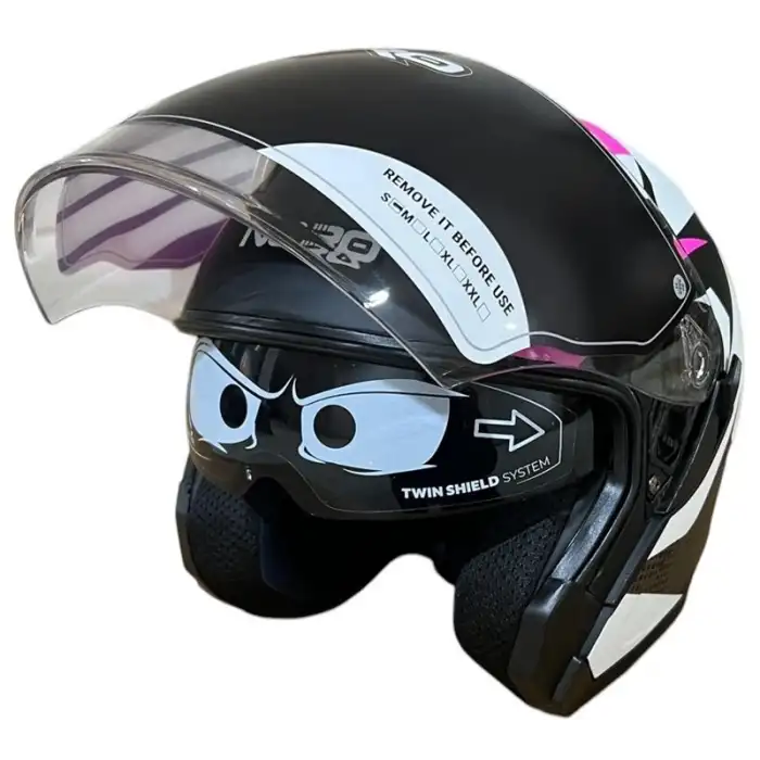 NERO KASK ÇENESİZ 528 MAT SİYAH - PEMBE C1