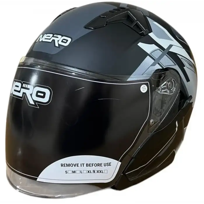 NERO KASK ÇENESİZ 528 MAT SİYAH - GRİ C3