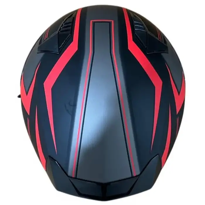 NERO KASK ÇENESİZ 528 MAT SİYAH - KIRMIZI C2