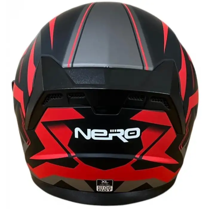 NERO KASK ÇENESİZ 528 MAT SİYAH - KIRMIZI C2